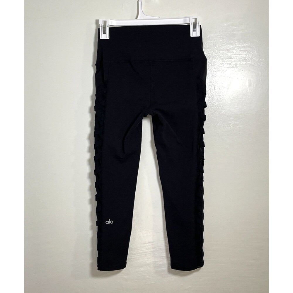 Alo Yoga Chevron Capri Semi Sheer Black Legging - Size Small - Picture 3 of 11